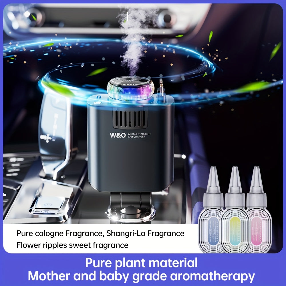 [Christmas Gift] Three-In-One Multifunctional Car Charger, Perfume Machine, Starry Sky Ceiling Light, Dual 80cm/32inch Type-C+Lightning Retractable Cable, Air Freshener, Adapter For IPhone 16/15/Plus/Pro Max, For S25/24, Great Christmas Birthday Gift