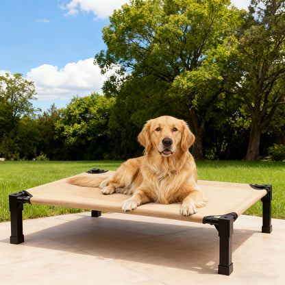 Elevated Dog Bed with Cooling Mesh & Metal Frame - Raised Dog Cot Bed with Washable Breathable Mesh, No-Slip Feet, Portable Dog Bed for Outdoor & Indoor Use, Available in 4 Sizes & 7 Colors