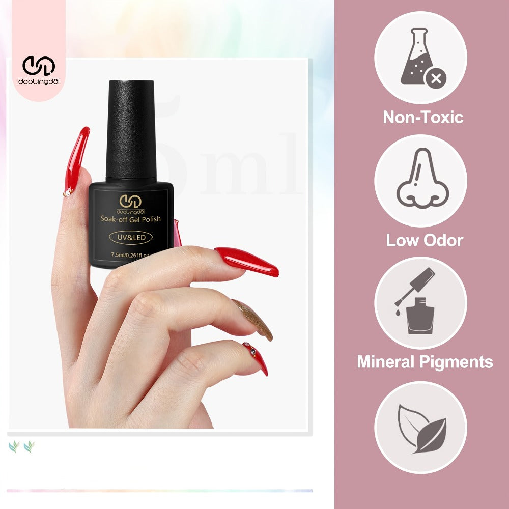 Gel Nail Polish Set 36Pcs – 32 Colors Kit with Base Coat Glossy Matte & Glitter Top Coat, Green Blue Red Pink Collection, UV LED Soak-Off Gel Polish Gift Set for Women