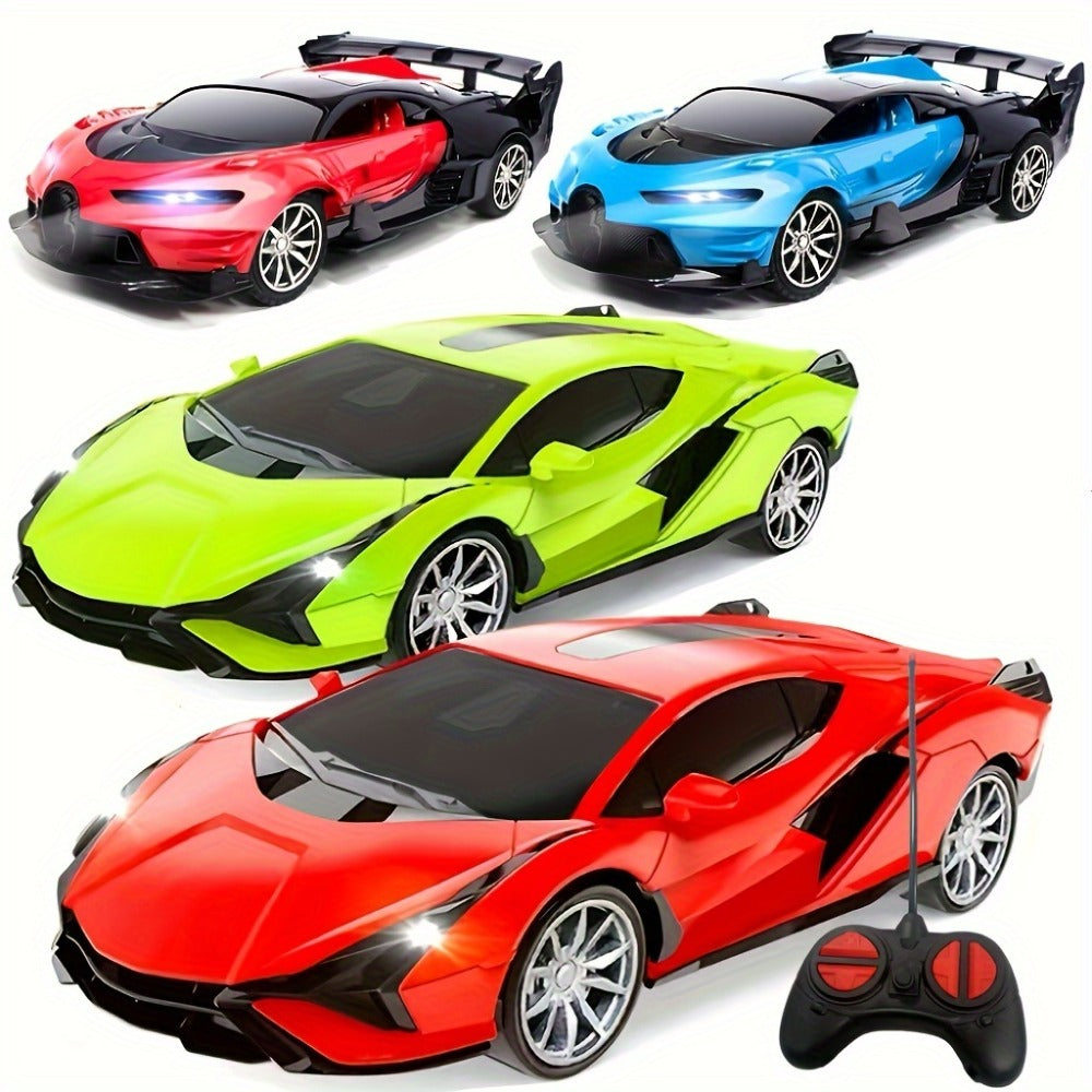 High-Speed Drift RC Car 1:24 Scale with LED Lights 4-Channel Simulation Model Remote Control Car for Kids Boys Girls – Green Blue Black Red Black, Birthday Christmas Halloween Gift Ages 6+