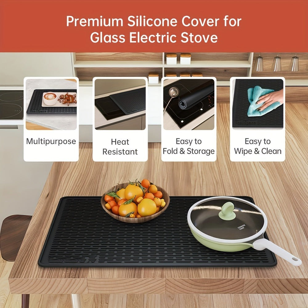 Silicone Stove Top Cover Mat 28"x20" - Heat Resistant Electric Stove Protector for Ceramic Glass Cooktop, Non-Slip Scratch Guard, Dishwasher Safe, Extra Large RV Range Cover, Multipurpose Kitchen Mat