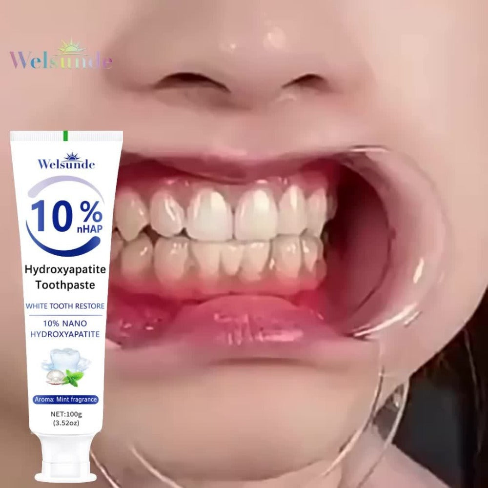 Hydroxyapatite Toothpaste 4-Pack – 10% Nano Formula with Baking Soda, Deep Cleaning & Whitening Gel, Mint Fresh Breath, Fluoride-Free Daily Oral Care for Everyone, Home & Travel Sleek Tube Design (400g)