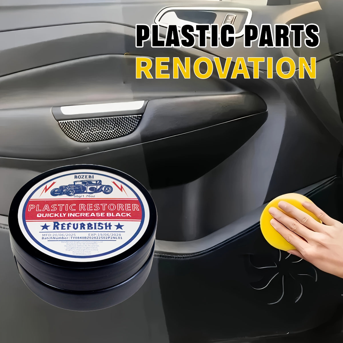 Heavy-Duty All-Purpose Plastic & Rubber Restorer -car Accessories, Anti-Aging Protection, Restores To Like-New Condition - For Cars, Tires - Interior/Exterior Use, Tire Shine, Durable Formula, Auto Detailers, Interior Renovation, Car Care Product