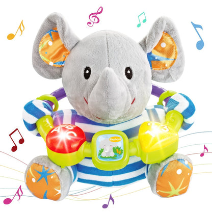 Musical Elephant Plush Toy with Music & Light – Soft Soothing Stuffed Animal for Baby Toddler Boys Girls, Calming Sleep Aid Bedtime Toy, Birthday Christmas Baby Shower Holiday Gift for Kids