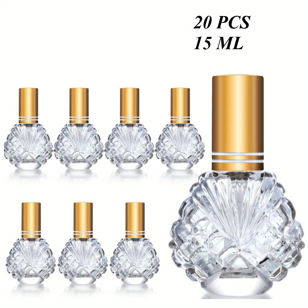 Glass Perfume Atomizer Bottles 15ml 20 Pack Gold Refillable Fine Mist Spray Travel Fragrance Bottles with 5 Funnels and 5 Pipettes for Perfume Cologne Essential Oil Decanting Sampling Gift Set