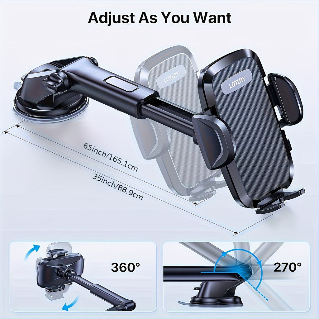 3-in-1 Car Phone Holder for Air Vent & Dashboard - Adjustable Hands-Free Mount for iPhone Samsung Google Pixel & 4"-7.2" Phones, Sturdy Suction Cup with Ergonomic Grip, Black - Perfect Car Accessory Gift, Modern Design | Textured Grip Surface, Cell Phone