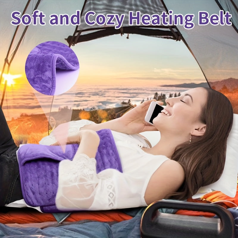 Electric Heating Belt for Back Pain Relief – 12x24 Inch Heated Waist Wrap with 6 Heating Levels, 4 Timer Settings & 6-Hour Auto Shutoff, Adjustable Fit for Men and Women