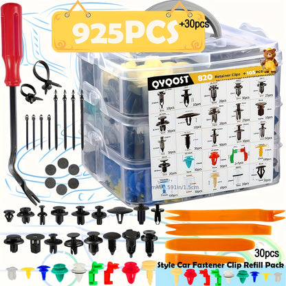 115pcs 925pcs 928pcs 1275pcs Car Body Universal Fasteners, Snap Rivets, Wing Expansion Screws, Willow Nails, Car Accessories Kit