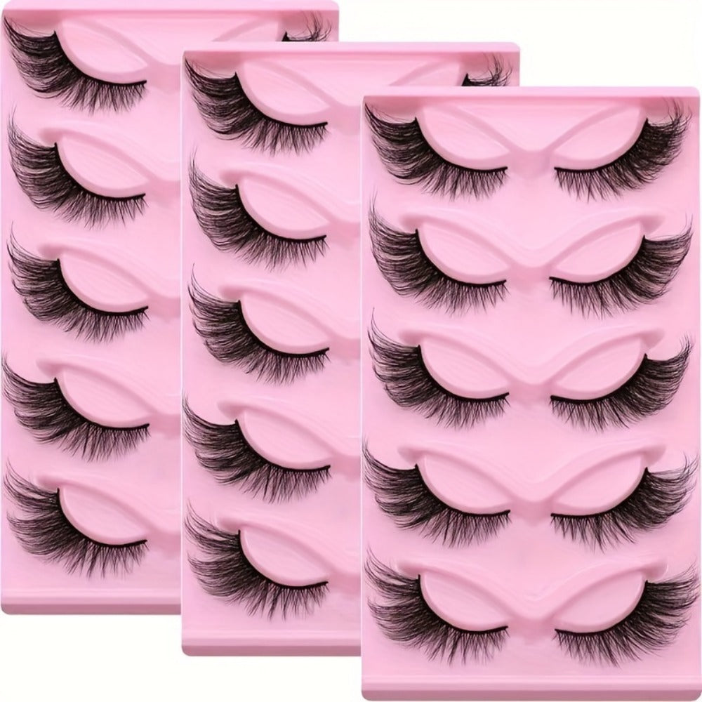 180 Pairs False Eyelashes Bulk Value Pack — Long Thick Cat Eye Strip Lashes, 6 Packs of 30 Pairs Flexible Clear Band Reusable Wispy Lashes for Glamorous Eye Makeup, Holiday Gift & Everyday Wear