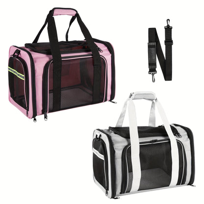 Airline Approved Pet Carrier Soft Sided – TSA Compliant, Collapsible Travel Bag for Small Medium Cats & Dogs Under 15 lbs, Breathable Mesh, Foldable Design