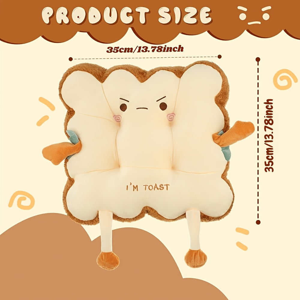 Toast Chair Cushion Bread Pillow Toast Seat Cushion Bread Plush Pillow Cushions Kawaii Office Desk Chair Car Additions Food Pillows Gift for Birthday Christmas Sofa Bedroom