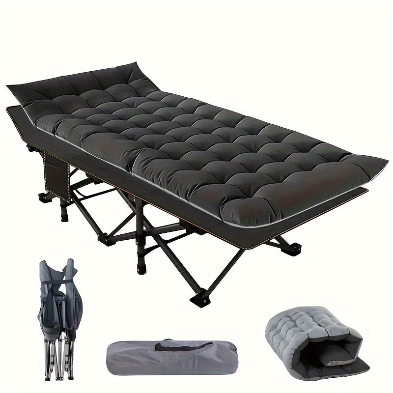 Heavy Duty Folding Camping Cot 75 Inch Portable Sleeping Bed with Carry Bag Guest Bed for Adults Outdoor Camping Hiking Home Use Gray Wine Red with Blue Mattress or Two Side Mattress