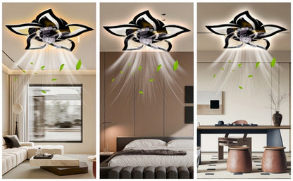 Ceiling Fan with Light 27 Inch Flush Mount - Low Profile 6-Speed 3-Color Dimmable LED, Remote & App Control, Modern Ceiling Fan for Bedroom, Living Room, Room Decor, Black or White