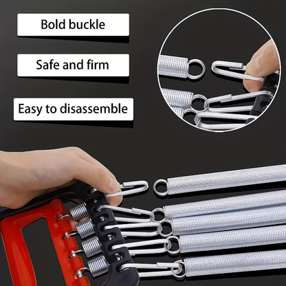 Resistance Band Foot Pedal Puller Multifunctional Stainless Steel Chest Expander Adjustable Tension Arm Shoulder Muscle Trainer for Home Gym Bodybuilding Strength Workout Sit-Up Exercise