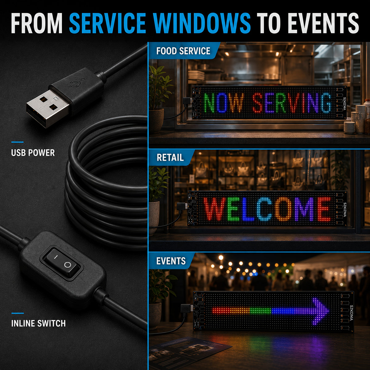 Programmable LED Signs, Flexible And Flexible LED Display, Mobile App Programming Text, Adjustable Screen Brightness, USB Power Supply, With Remote Control, Suitable For Store Signboards, Cars, Concerts, Holiday Party Decorations And Gifts