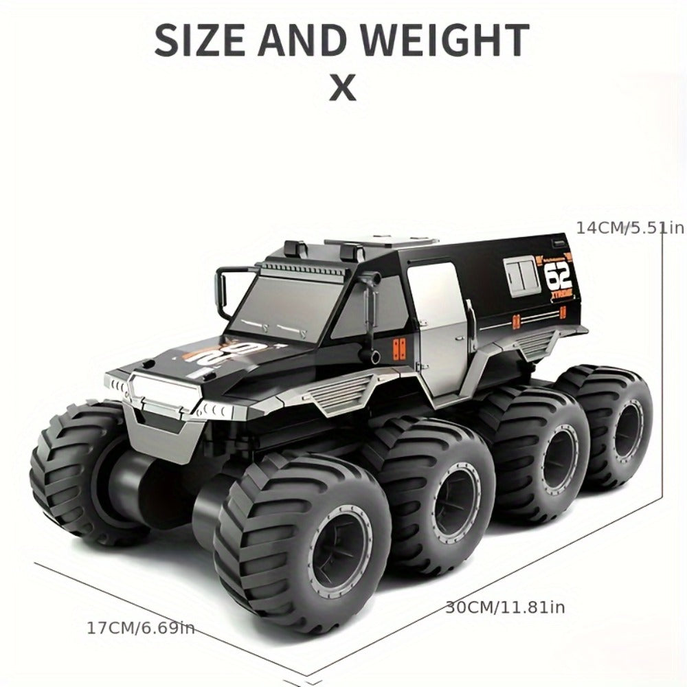 Amphibious RC Truck 8-Wheel Drive 4-Motor Off-Road Climbing Remote Control Armored Vehicle, Oversized All-Terrain Land & Water Military Truck Toy – Epic Gift for Kids & Adults Boys Girls