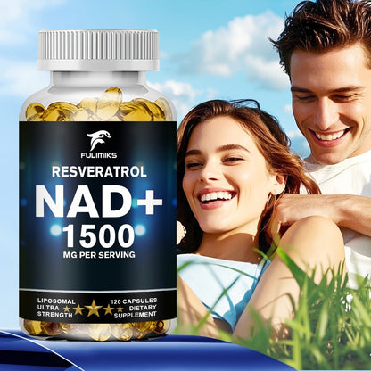 NAD+ Supplement Capsules with Resveratrol – Cellular Energy, Anti-Aging & Daily Vitality Support for Women & Men, 120 Capsules 60-Day Supply by FULIMIKS