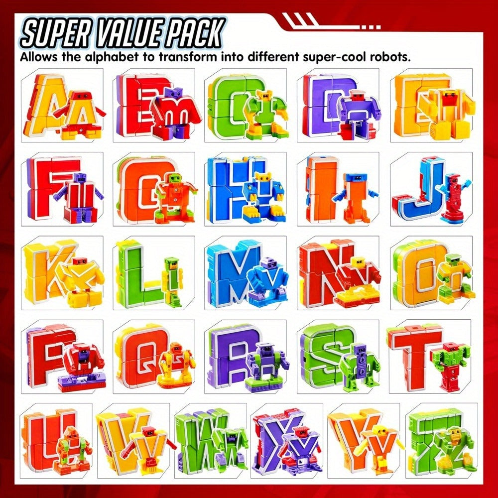 Alphabet Robot Toys for Kids Alphabots ABC Learning Letter Transform Robots – STEM Educational Toy for Boys & Girls Ages 3-8, Classroom Prizes, Treasure Box Rewards, Christmas & Birthday Gifts
