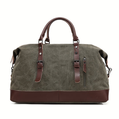Canvas Weekender Bag Large Capacity Travel Duffel Overnight Bag Zipper Canvas Holdall Tote Satchel Handbag for Men Women Black Navy Army Green Coffee Grey