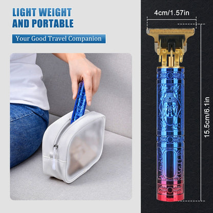 Cordless Hair Clipper for Men - Alloy Golden T-Blade, 4 Guide Combs, 120 Min Runtime, USB Rechargeable, Low Noise Constant Speed Motor, Skin-Friendly Fade & Carving Barber Trimmer