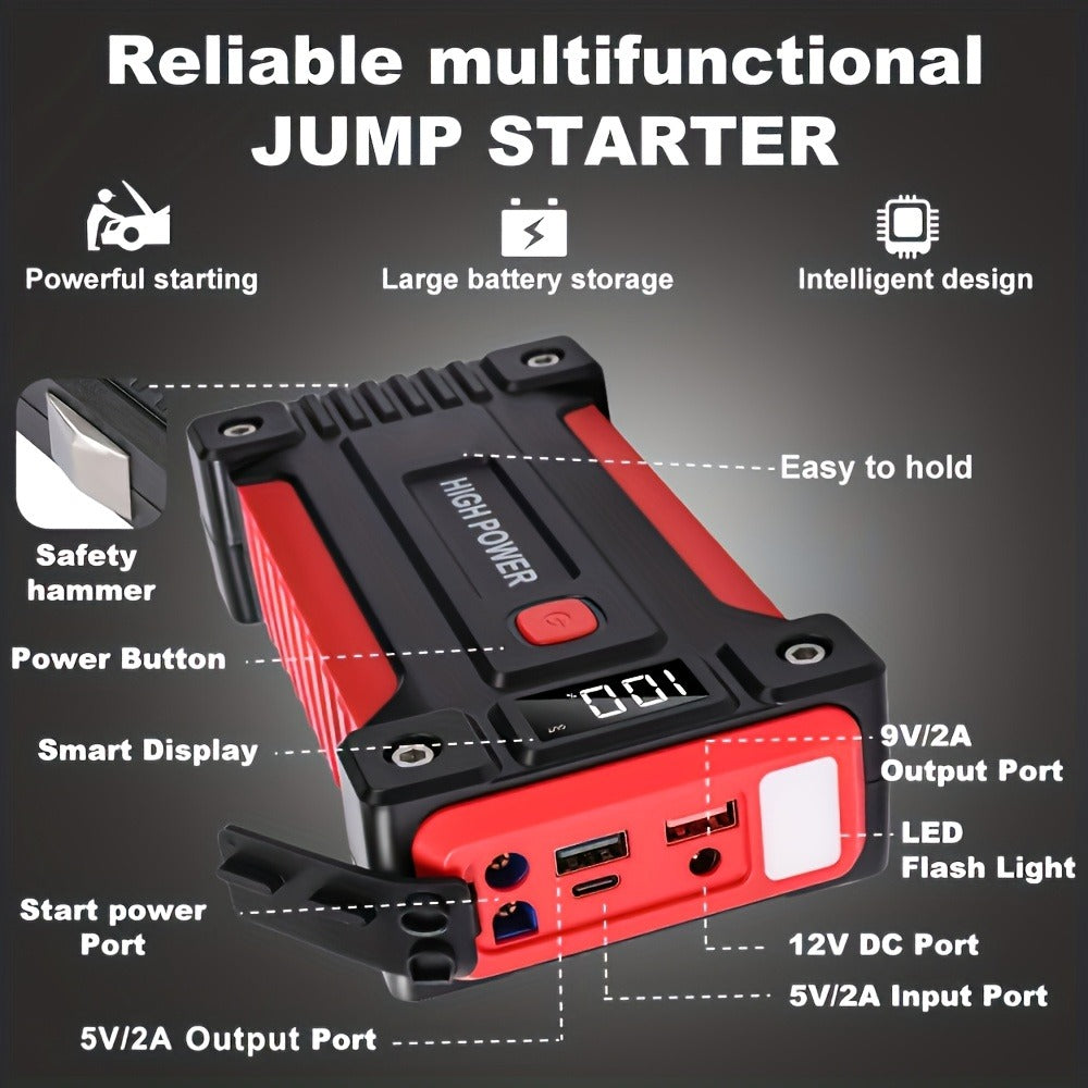 Jump Starter Power Bank 1600A–3000A – 12V Car Battery Booster, USB-C Fast Charge, LED Flashlight, MCU Precision Control, Works at -20°C