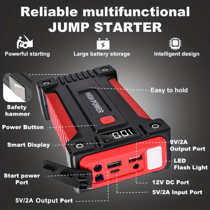 Jump Starter Power Bank 1600A–3000A – 12V Car Battery Booster, USB-C Fast Charge, LED Flashlight, MCU Precision Control, Works at -20°C