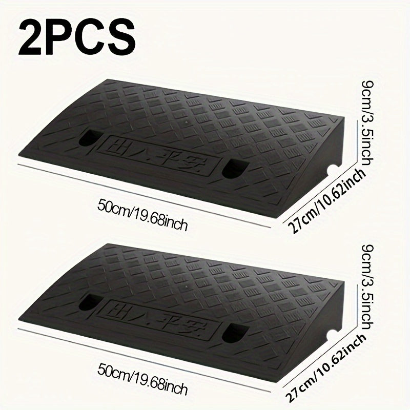 Curb Ramps 2-Pack Portable Heavy Duty Plastic Threshold Ramp Set for Low Clearance Cars Motorcycles Wheelchair – 19.68"L x 10.6"W, 3.5" or 5.1" Rise, Driveway Curb Ramp