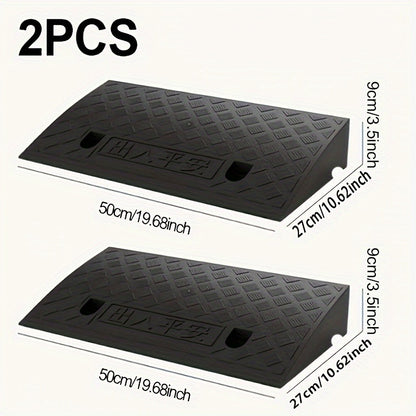 Curb Ramps 2-Pack Portable Heavy Duty Plastic Threshold Ramp Set for Low Clearance Cars Motorcycles Wheelchair – 19.68"L x 10.6"W, 3.5" or 5.1" Rise, Driveway Curb Ramp