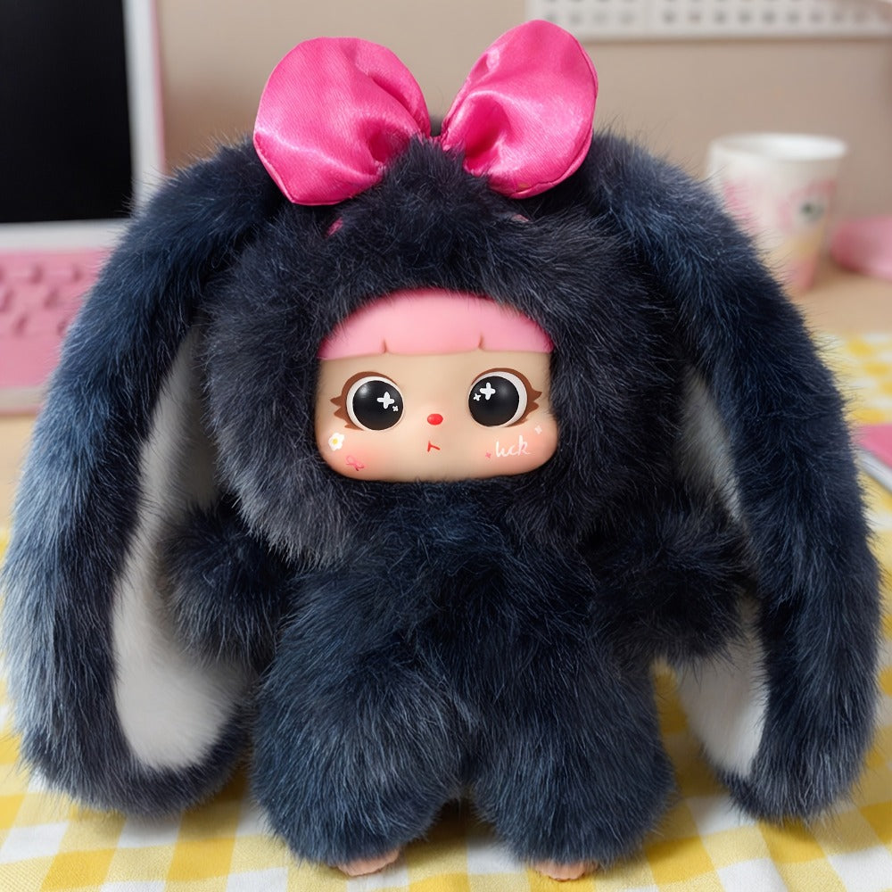Kawaii Rabbit Plush Toy with Detachable Face — Soft Bunny Stuffed Animal Collectible for Girls Teens Adults | Unique Birthday Valentine's Day Christmas Holiday Gift | Room Decor Shelf Display