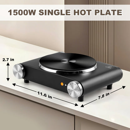 Hot Plate Electric Burner with Temperature Control – Dual Size Coil Burners 7.4in & 6.1in, Countertop Electric Stove for Daily Cooking, Dorm, Office & Travel, Multiple Colors Available