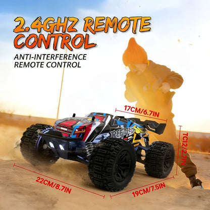 1:18 Scale RC Off-Road Car 35+ KM/H 4WD – 2.4GHz High Speed All-Terrain Remote Control Truck, Hobby Grade RC Racing Crawler for Kids & Adults, Birthday Gift, Blue or Red