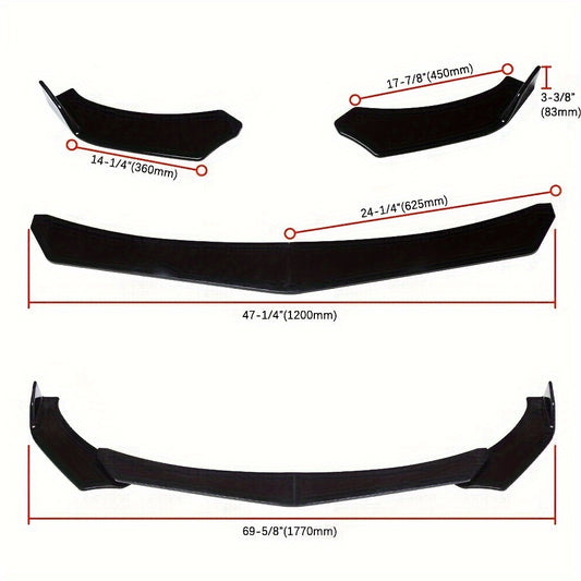 Car Front Bumper Lip Splitter Spoiler And Strut Rods for Ford for Mustang 2000-2021, 2015-2021 for DODGE Challenger for Srt Hellcat, for Infiniti G37 Coupe Sedan