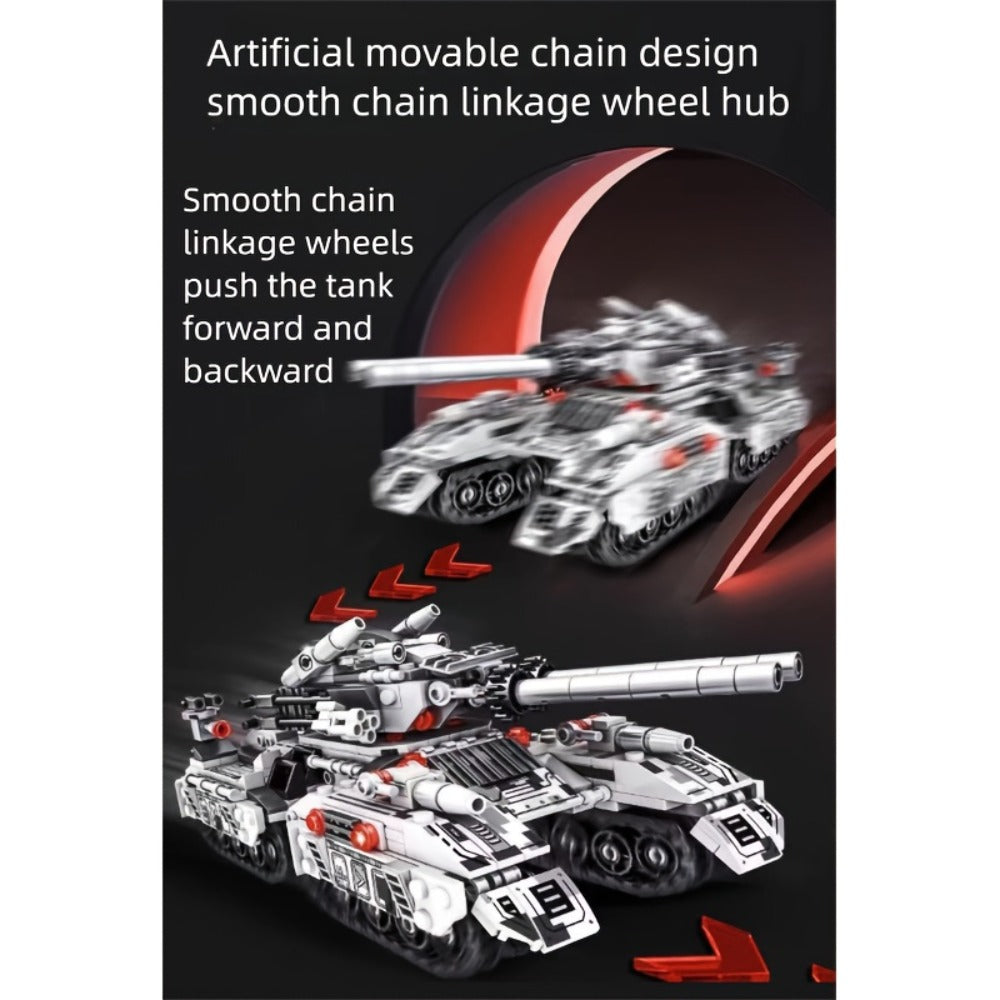 Snow Tank Building Block Set 8-in-1 1628pcs – 9 Variable Military Armored Vehicle Models, Premium ABS DIY Construction Kit for Adults & Teens Ages 14+, Birthday Christmas Halloween Gift