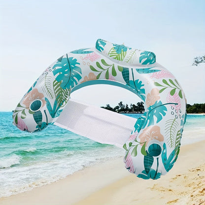 Striped Inflatable Pool Float for Adults – Heavy-Duty PVC Raft Lounge Chair with Cup Holders, Leak-Proof Design for Lake River Ocean Beach, Summer Pool Party Accessory