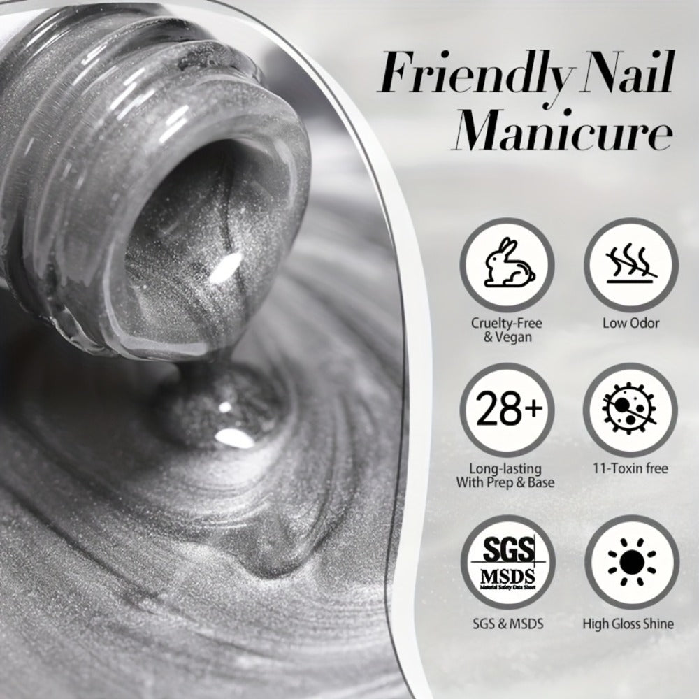 Cat Eye Magnetic Gel Polish Smoky Ash Grey 10ml BORN PRETTY — Semi-Permanent Soak-Off UV LED High Gloss Nail Varnish with Cat Eye Magnet Included, Long-Lasting Salon & Home DIY Nail Art Women