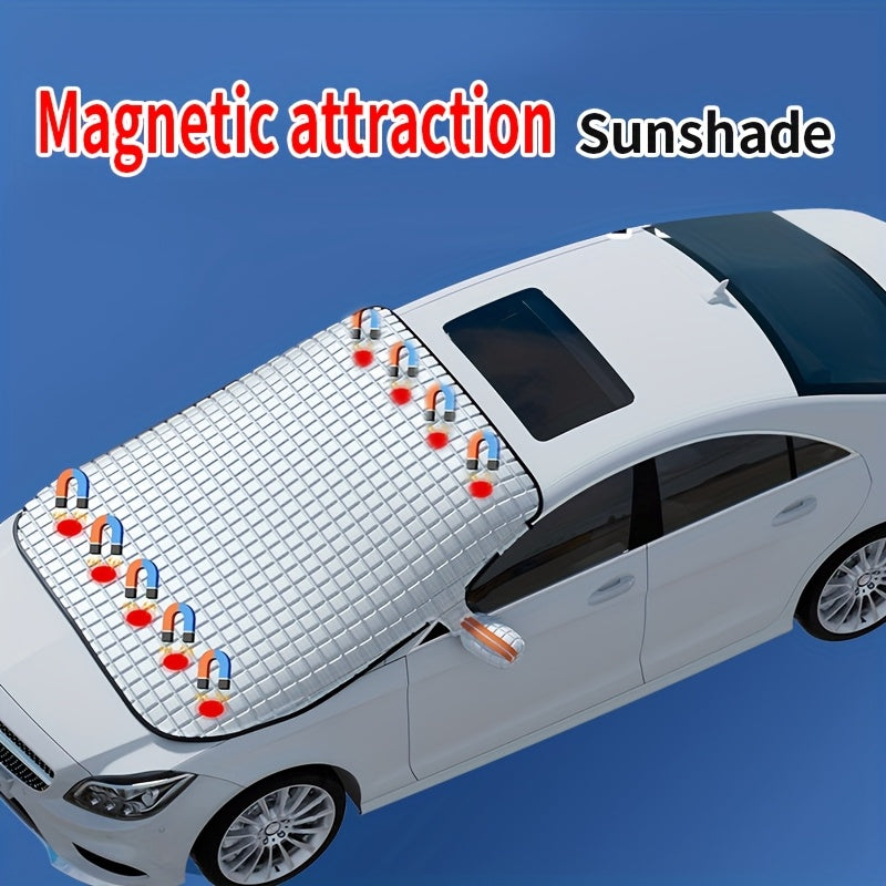 Four Seasons Car Window Snow Cover Large Magnetic Car Windshield Snow Cover Anti Freezing Snow Windshield Glass Sunshade Advanced Magnetic Car Windshield Sunshade - Durable, Easy to Install, Enhance Visibility And Protection Sunscreen