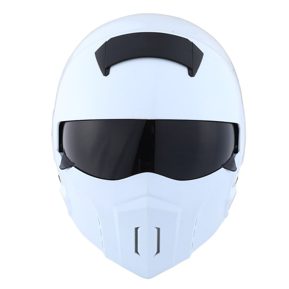Convertible Motorcycle Helmet Full Face & Open Face 2-in-1 – Detachable Visor, Face Mask & Smoked Shield, Aerodynamic Thermoplastic Shell, Classic Style, Adult S/M/L/XL