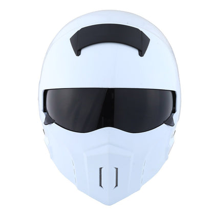 Convertible Motorcycle Helmet Full Face & Open Face 2-in-1 – Detachable Visor, Face Mask & Smoked Shield, Aerodynamic Thermoplastic Shell, Classic Style, Adult S/M/L/XL