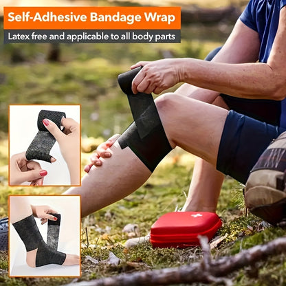 Self-Adhesive Elastic Bandage 36pcs Non-Woven – Finger, Wrist & Knee Protection Wrap, Breathable Comfortable Fitness Bandage for Indoor & Outdoor Sports, Available in Black, Blue, White & Brown