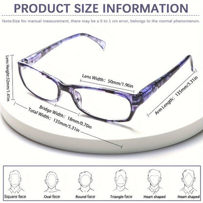 Reading Glasses 5 Pack for Women and Men Blue Light Blocking Readers Rectangular Spring Hinge Frame Anti Eyestrain Computer Reading Glasses Lightweight Fashionable Multi-Color Set Magnification 1.0 to 4.0