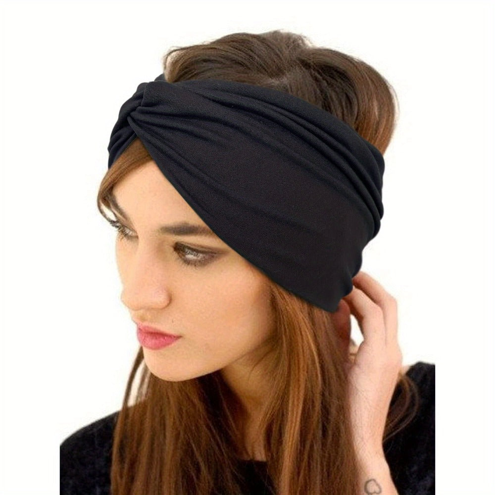 Stretchy Headbands 20 Pack for Women & Men – Soft Sweat-Wicking Non-Slip Elastic Turban Knot Hair Wraps Breathable Solid Colors for Yoga Running Gym Workout Daily Fashion Bulk Set