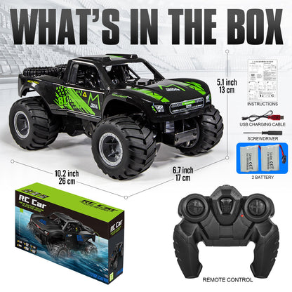 Amphibious RC Car 1:16 Scale 4WD Waterproof Land & Water Remote Control Monster Truck – 2 Rechargeable Batteries, All-Terrain RC Truck for Boys Kids Ages 4+, Birthday Christmas Gift