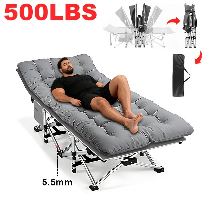 Heavy Duty Folding Bed 500 600 700 LBS Capacity Extra Large Portable Camping Cot Guest Bed with Optional Mattress Sturdy Steel Frame Flip-Up Foldable Patio Sofa Bed