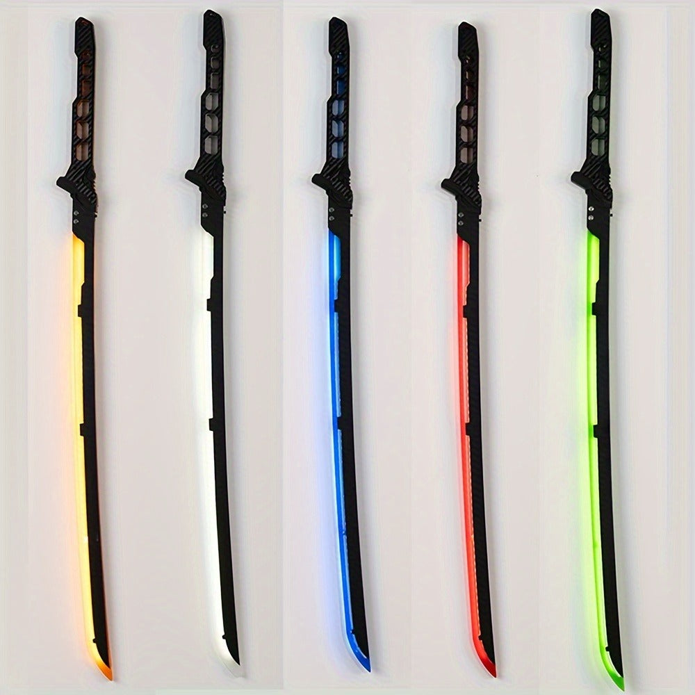 LED Samurai Sword Cyberpunk Glowing Katana 80cm – Acrylic Light-Up Blade for Halloween Costume Party Cosplay Sci-Fi Anime Props, Rechargeable Cool Gift for Teens & Adults, 5 Colors