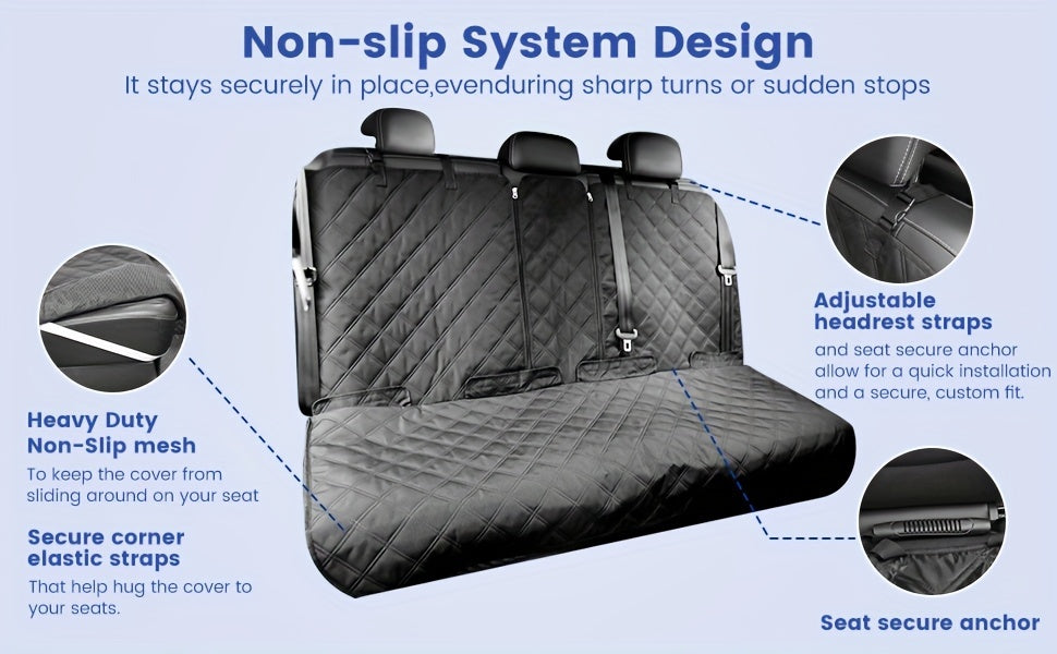 Bench Seat Covers Suitable for Cars, Trucks, And Suvs - Waterproof And Easy to Clean Car Seat Protectors, Perfect for Messy Kids And Drooling Pets (Black)