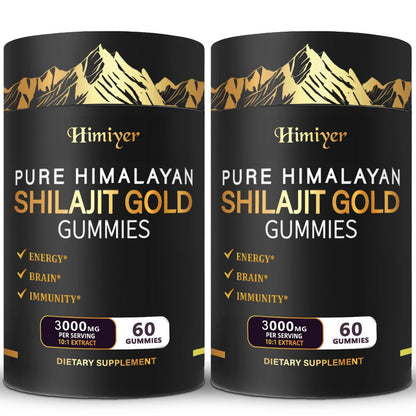 Pure Himalayan Shilajit Gummies with KSM-66 Ashwagandha, Ginseng & Gokshura – 85+ Trace Minerals, 75% Fulvic Acid | No Added Sugar | Energy & Vitality Supplement for Men & Women | 1 or 2 Bottles