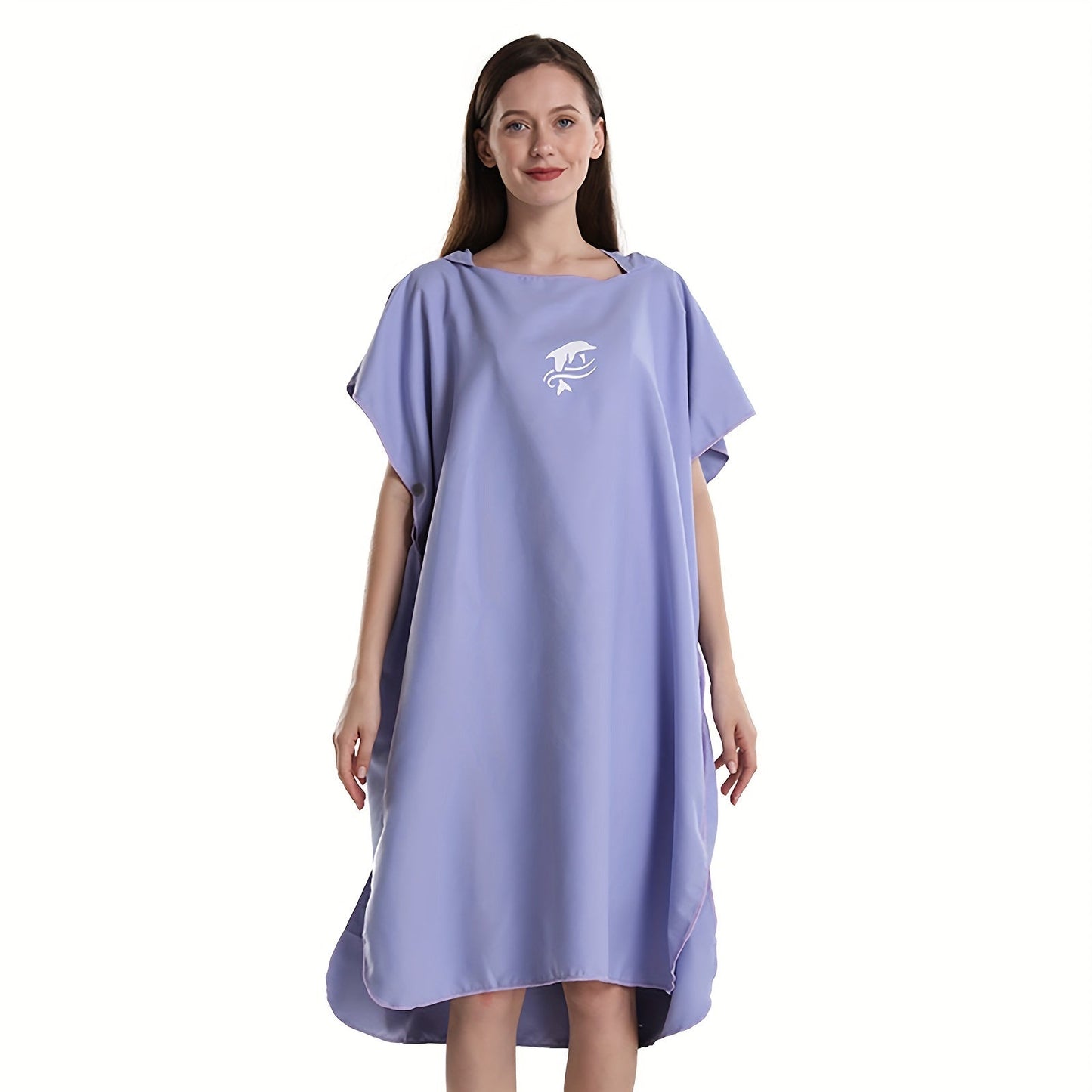 Quick-Dry Surf Poncho Towel Robe - Microfiber Beach Wrap with Shark Graphic, Super Absorbent Changing Robe for Swimming, Surfing & Travel, One Size Fits All, Machine Washable