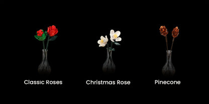 DIY Flower Bouquet Building Kit for Girls & Women – Rose & Lily Brick Set, Healing Series Desk Decoration, Buildable Artificial Flowers, Unique Mother's Day Birthday Valentine's Christmas Gift for Teens Adults