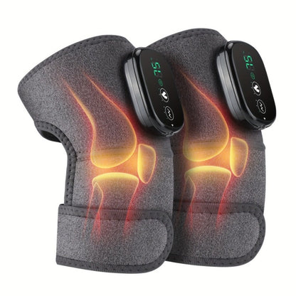 Heating Knee Massager 3-in-1 Wireless Vibrating Knee Brace - Electric Heating Pad with Vibration Massage for Knee, Shoulder & Elbow Pain Relief, Universal Fit, Gray