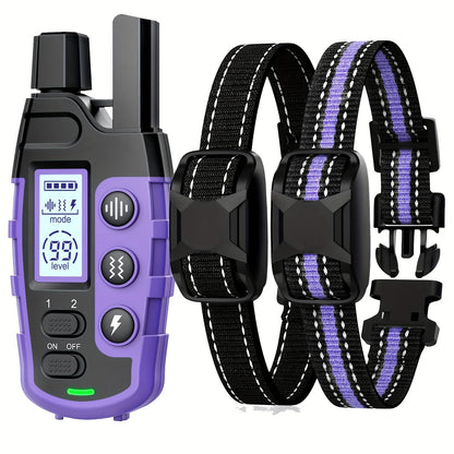 Dog Training Collar with Remote 3300ft Range – Rechargeable E-Collar with Vibration, Static & Beep Modes | Adjustable Nylon Strap for Small to Large Dogs 5–150 lbs | 1 Dog or 2 Dog Options | Purple